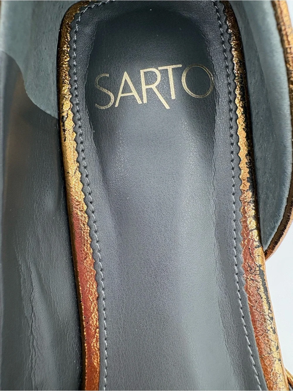 Franco Sarto Metallic Bronze Square-Toe Flats A-TRACY Sz 7